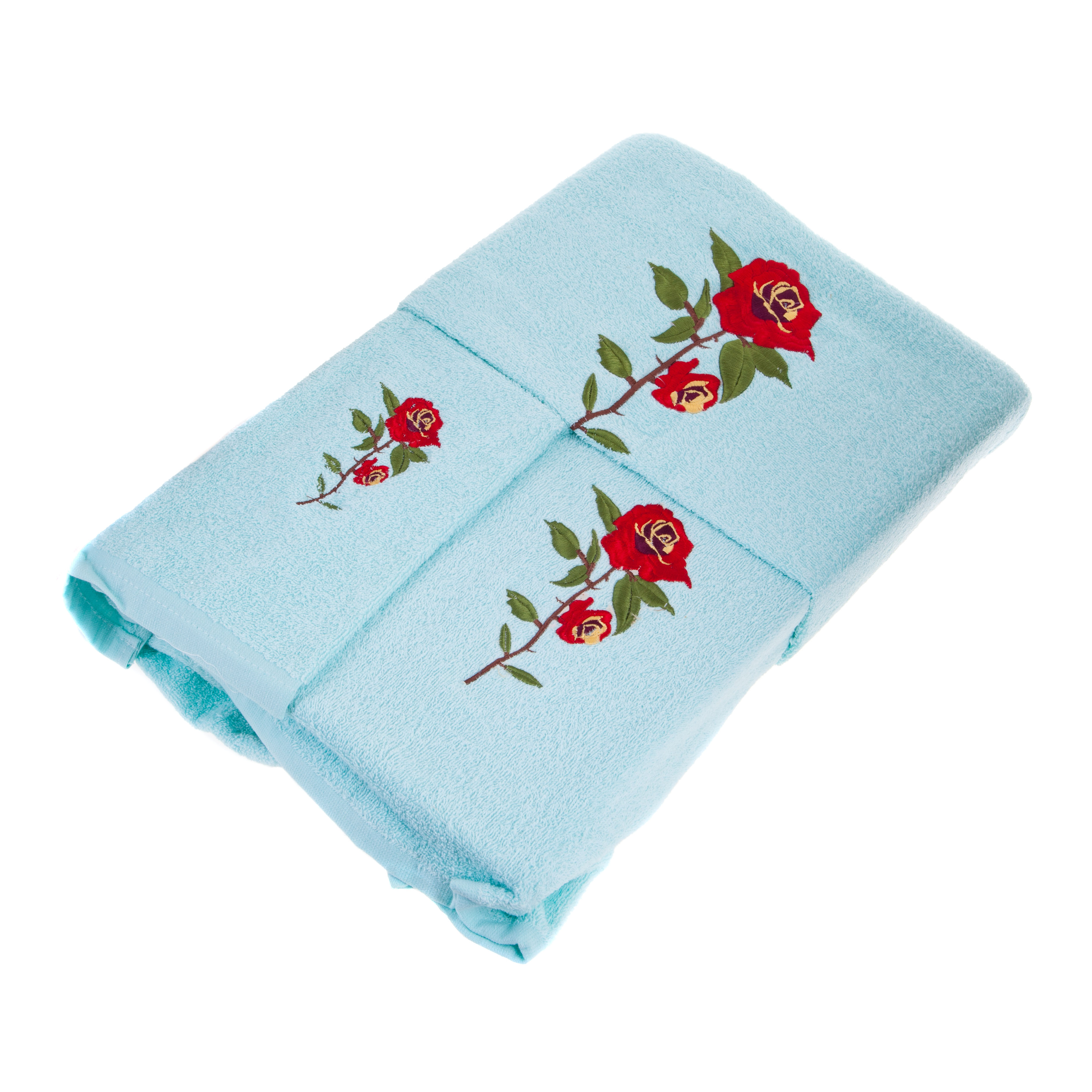 Полотенца набор 3шт Grand textile РОЗА-ГТ /БИРЮЗОВЫЙ подарочный набор кухонное полотенце прихватка форма