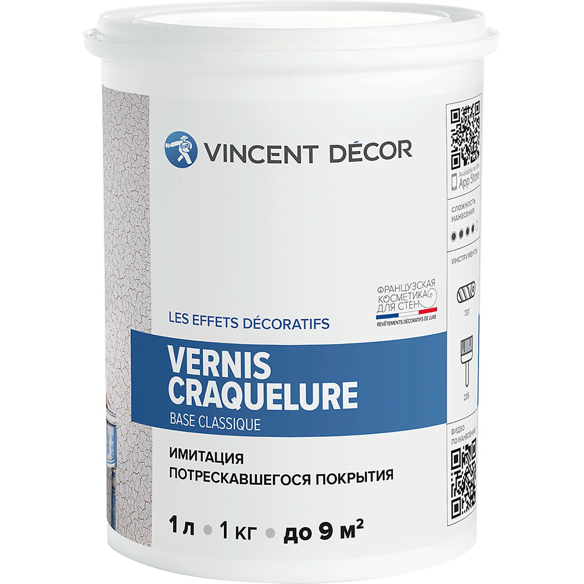 Лак декоративный Vincent Decor Decorum Vernis Craquelure base Classique с эффектом потрескавшегося покрытия 1 л