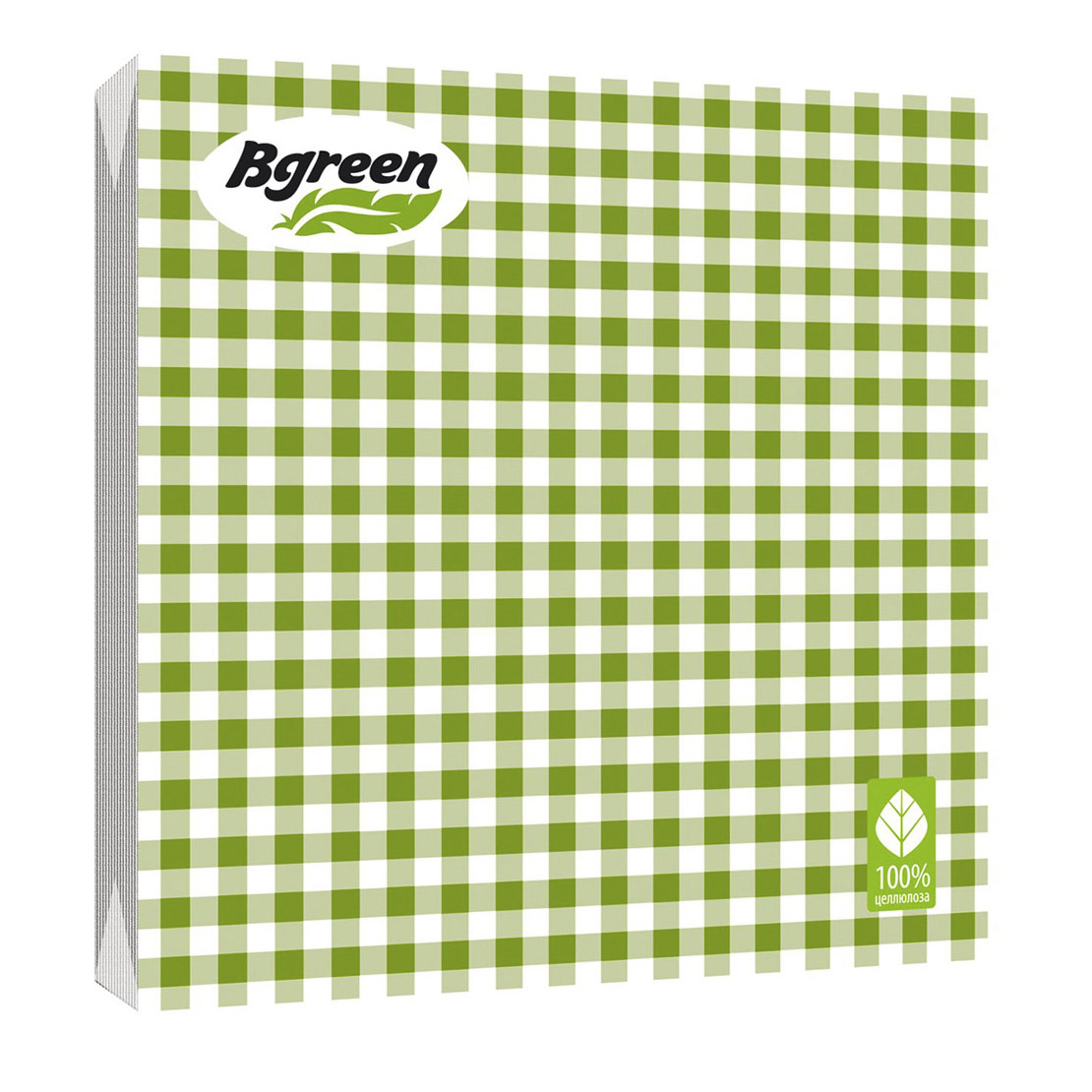 Салфетки бумажные Bulgaree Green Клетка зеленая трехслойные 33x33 см 20 шт салфетки бумажные в коробке