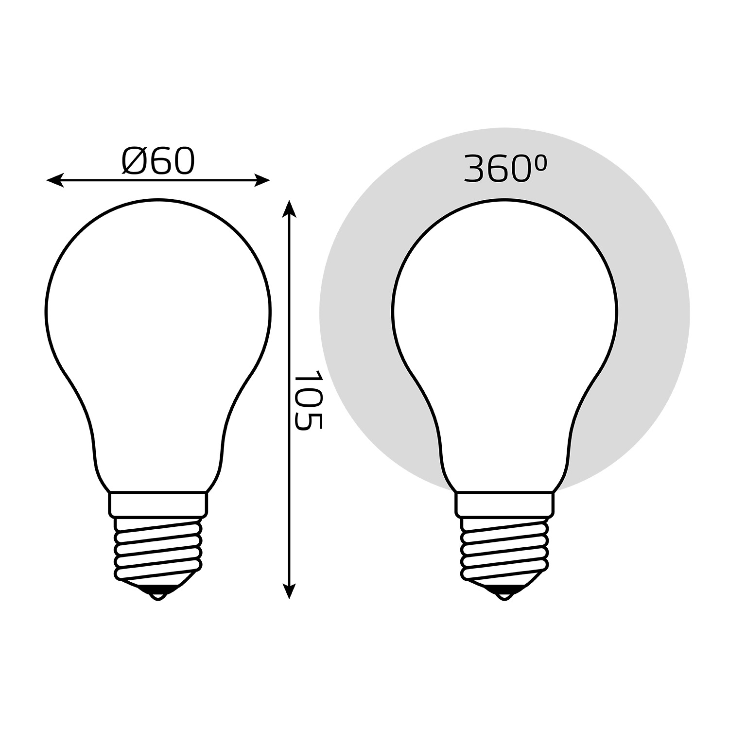 Лампа Gauss LED Filament A60 OPAL E27 10W 820lm 2700К 1/10/40 Вид№6