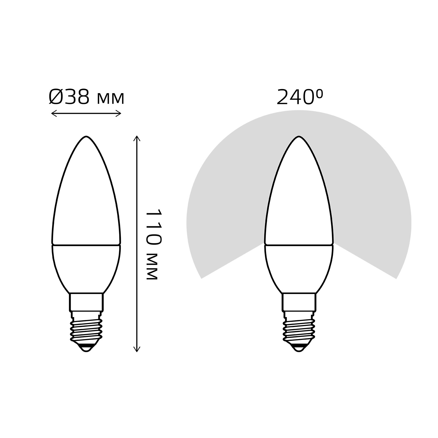 Лампа Gauss LED Свеча-dim E14 7W 560lm 3000К диммируемая 1/10/100 Вид№5