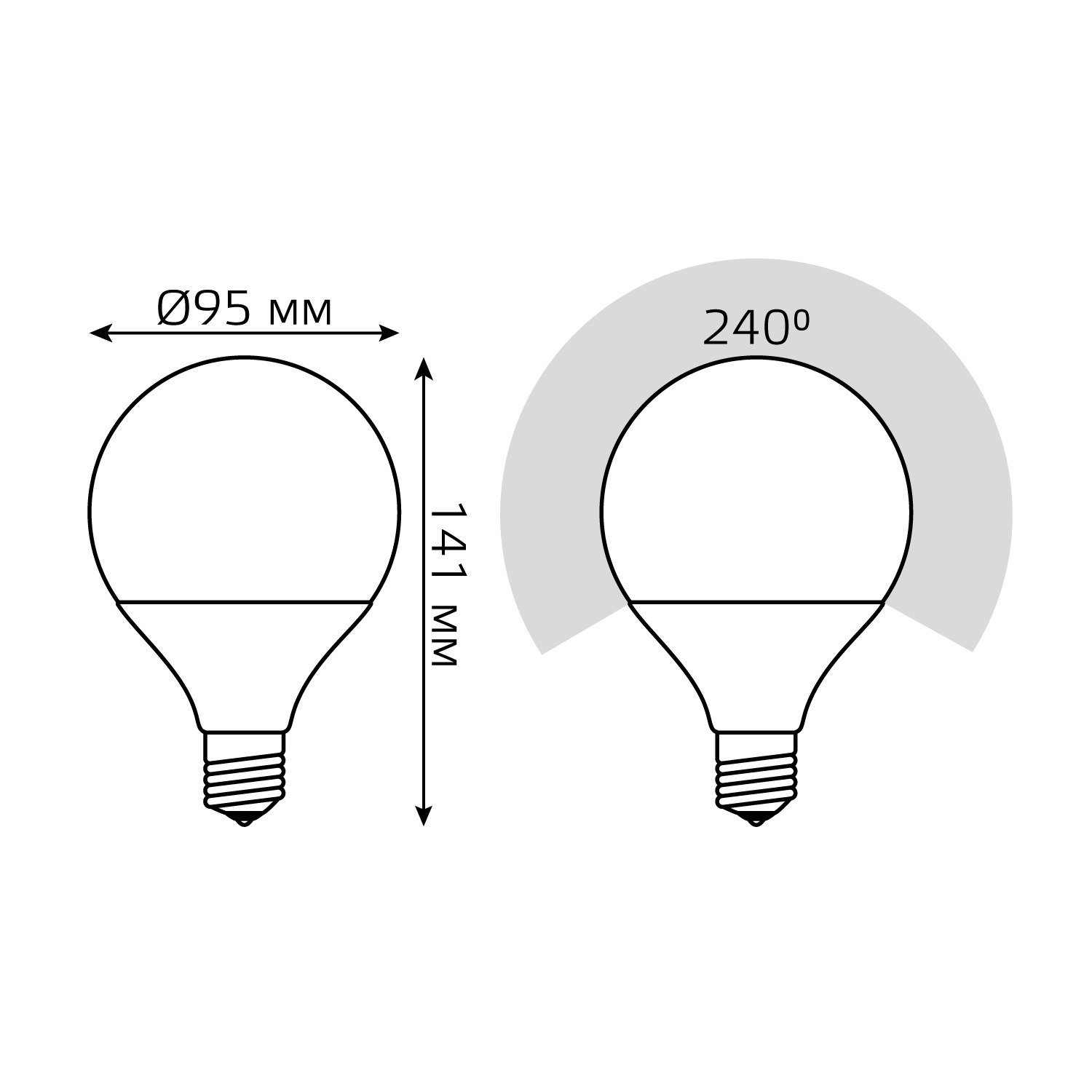 фото Лампа gauss led g95 e27 16w 1360lm 3000k 1/32