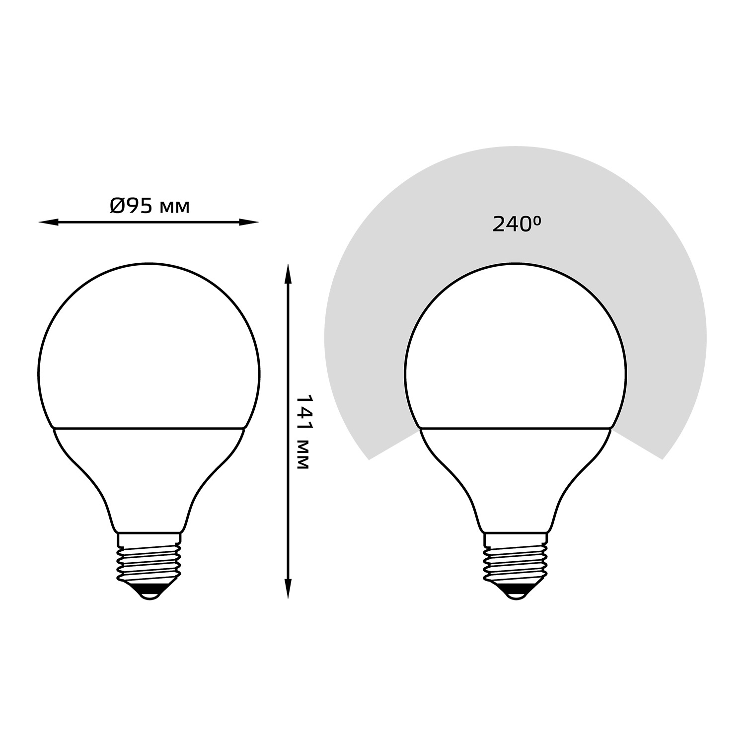 Лампа Gauss LED G95 E27 16W 1400lm 4100K 1/32 Вид№6