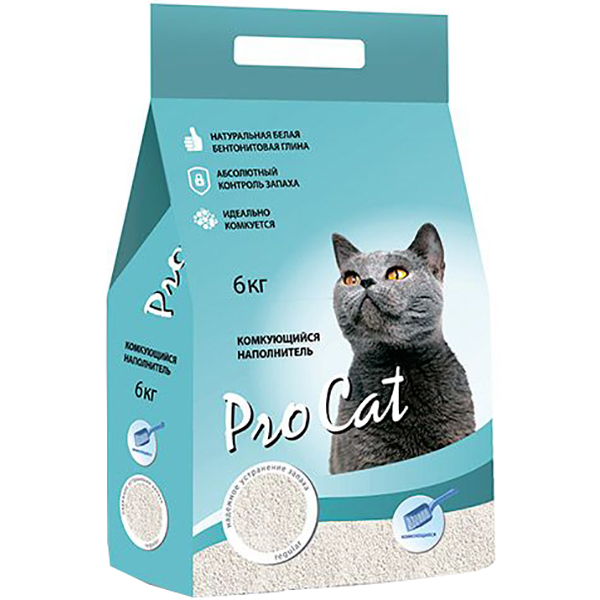 Наполнитель Pro Cat Regular 6 кг наполнитель для кошачьего туалета pro cat regular комкующийся экстра белой глины 6кг