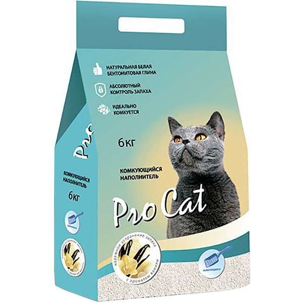 Наполнитель Pro Cat С запахом ванили 6 кг pet star наполнитель для туалета кошек комкующийся с отдушкой 4 5 кг