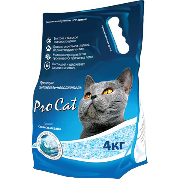 Наполнитель Pro Cat Силикагель премиум 4 кг наполнитель для кошачьих туалетов aro впитывающий 2 5 литра