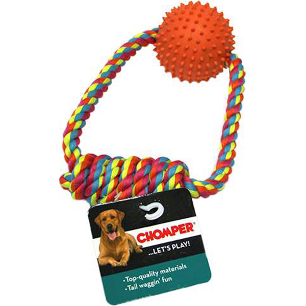 Игрушка для собак CHOMPER Мяч с ручкой из каната zoobaloo игрушка для птиц качели орешник c бусинками для средних птиц 28х15см