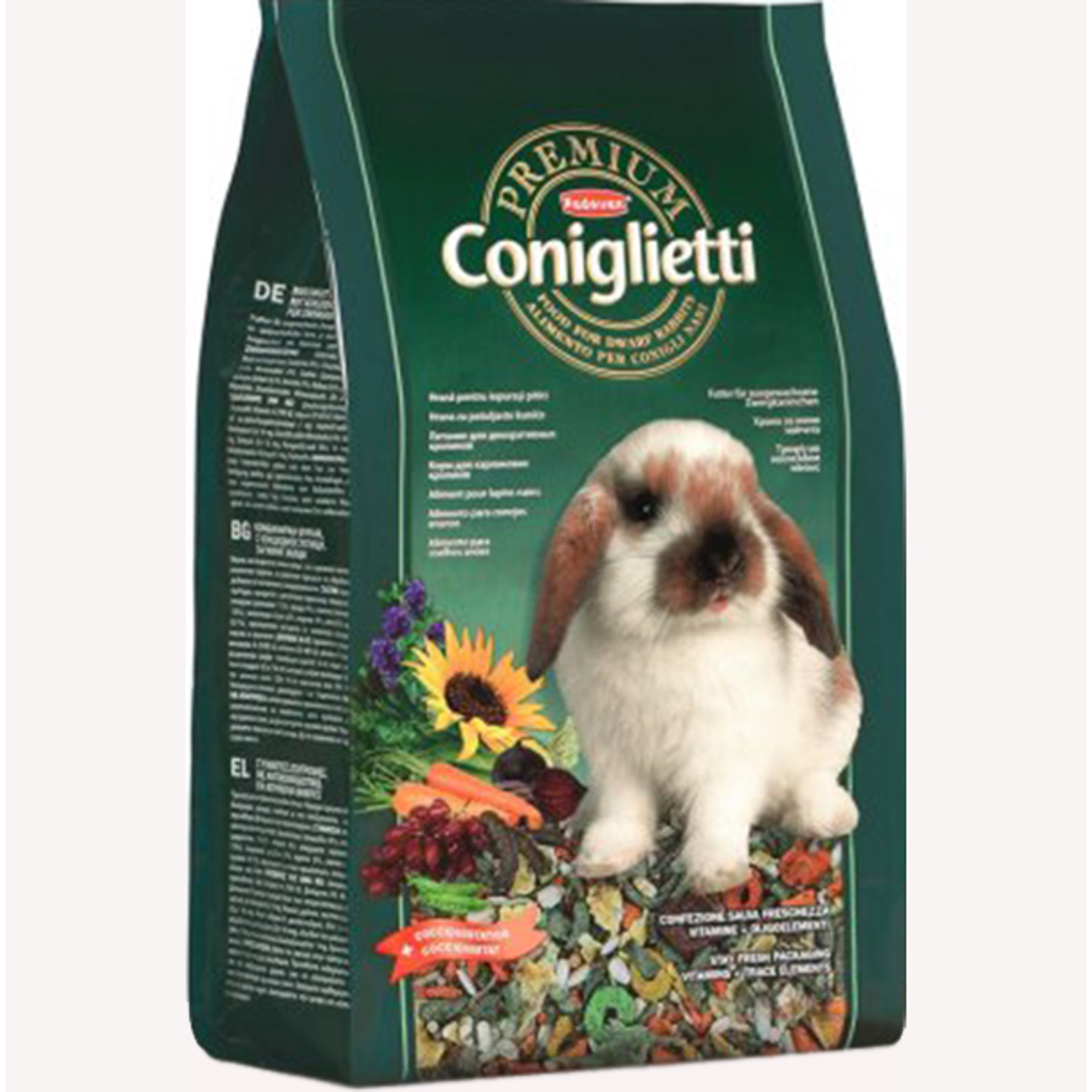 Корм для кроликов PADOVAN Premium Coniglietti 2кг, размер 9x21x33 см 003/PP00100 - фото 1