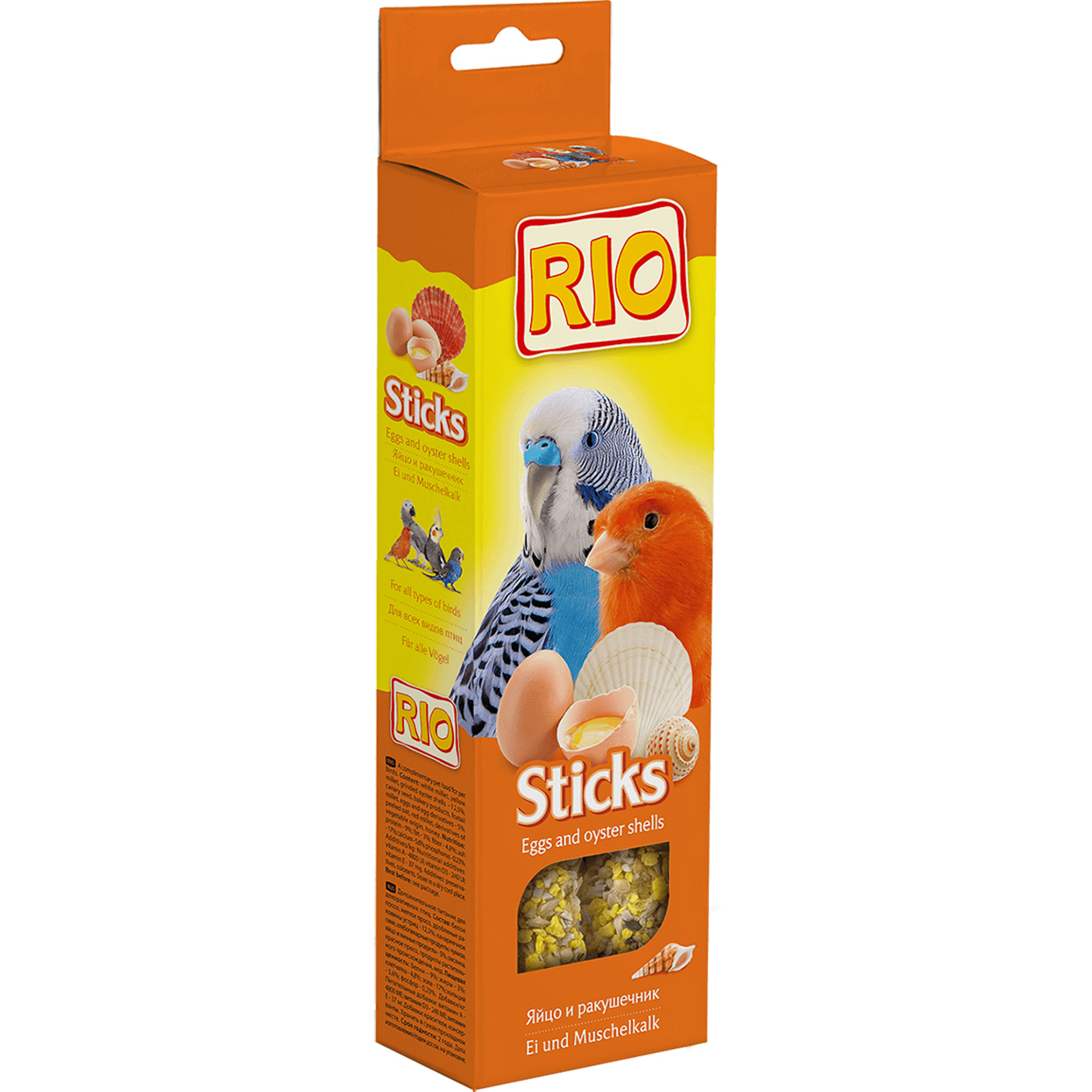 Лакомство RIO Sticks для всех видов птиц с яйцом и ракушечником 80 versele laga marine песок для птиц с ракушечником 5 кг