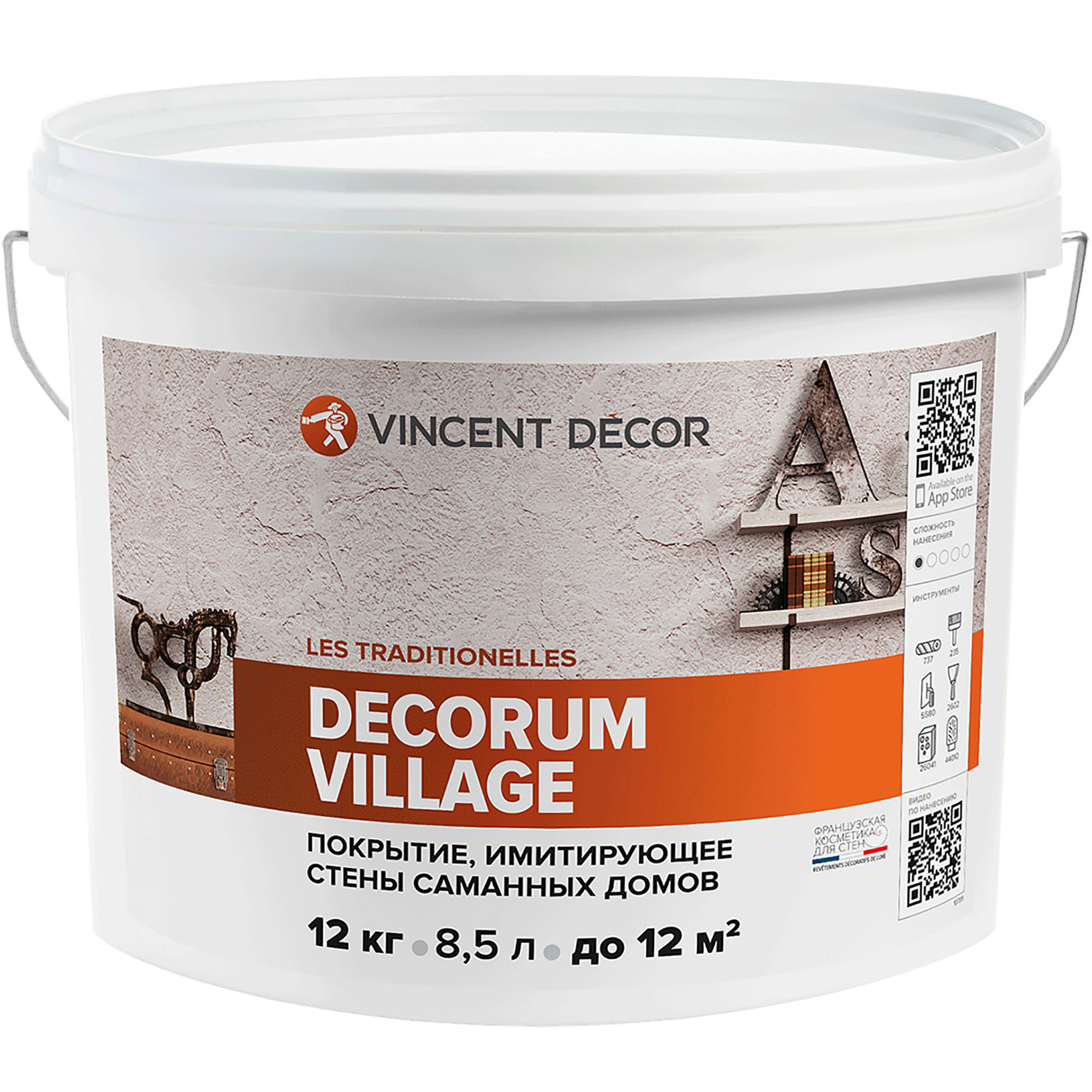 Декоративное покрытие Vincent Decor Decorum Village с эффектом, имитирующий стены саманных домов 12 кг верхнее покрытие лака для ногтей