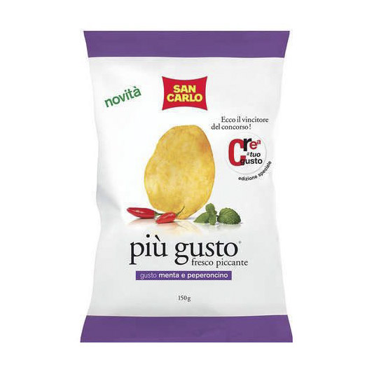 Чипсы картофельные San Carlo Piu Gusto со вкусом мяты и острого перца 150 г чипсы dr snack картофельные паприка 160 г