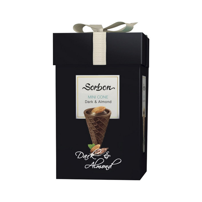 Набор конфет Sorbon мини-рожки Dark&Almond с хрустящей начинкой 200 г коробка складная под 4 конфеты белая 12 6 х 12 6 х 3 5 см