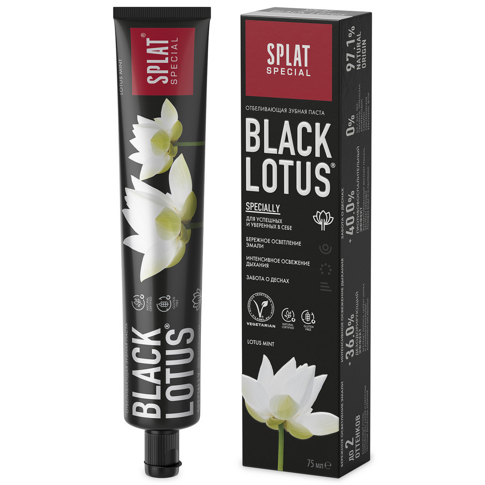 Зубная паста Splat Special Black lotus 75 мл зубная паста для укрепления эмали splat special organic органик 75 мл