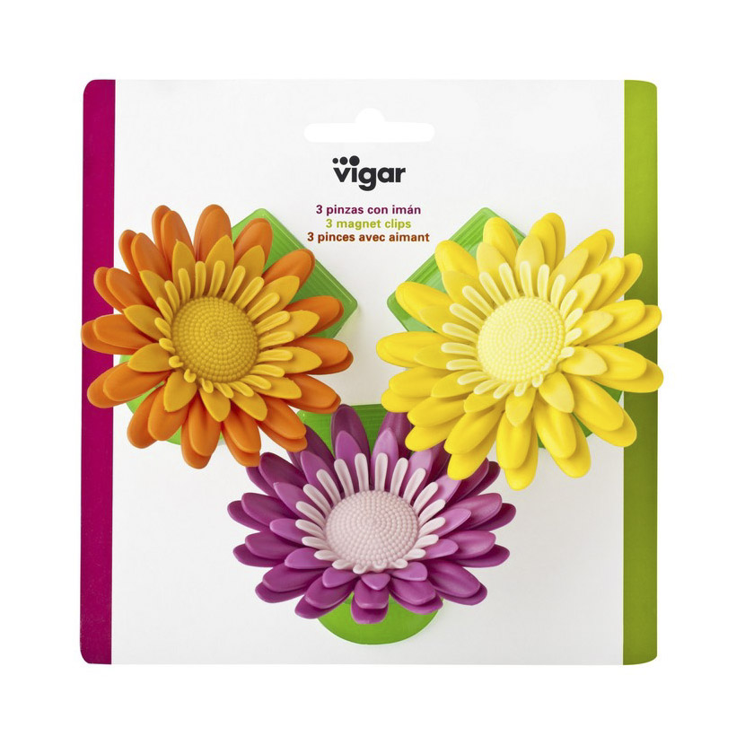 Зажимы для пакетов Vigar Flower Power 3 шт, цвет оранжевый
