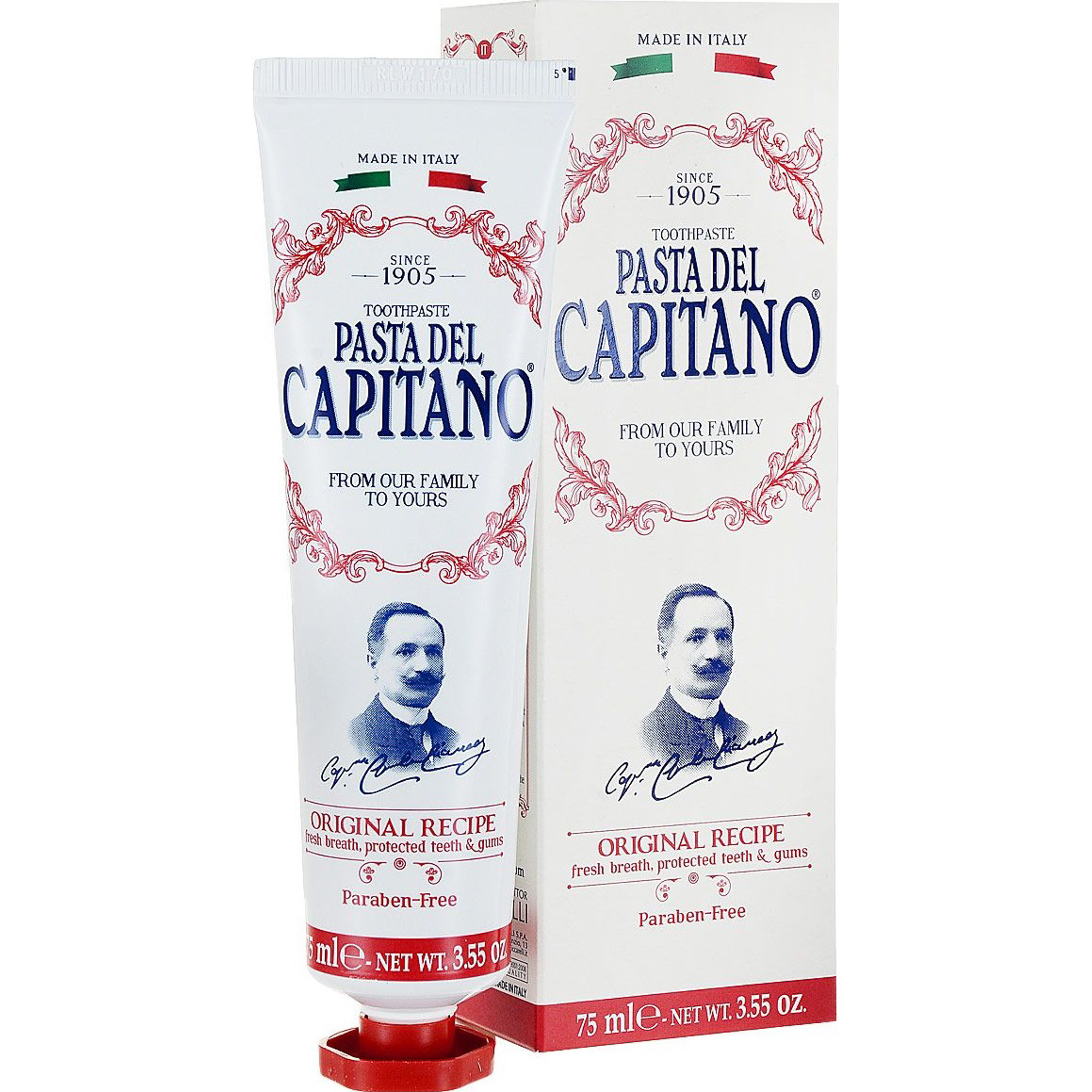Зубная паста Pasta del Capitano Премиум, оригинальный рецепт, 75 мл детская зубная паста pasta del capitano нежная мята 6 75 мл