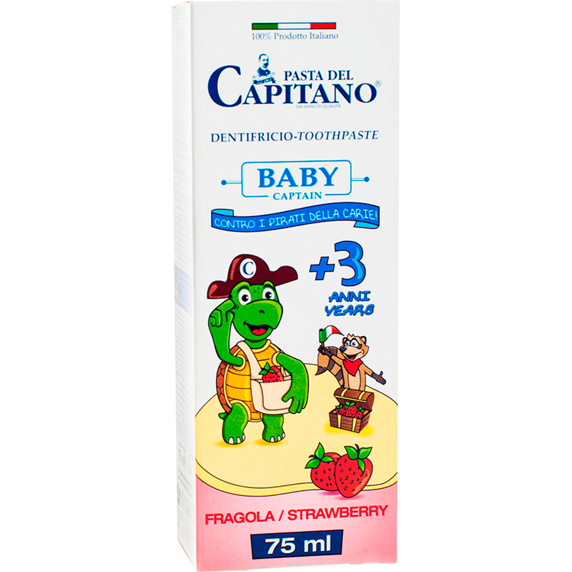Детская зубная паста Pasta del Capitano Клубника 3+ 75 мл зубная паста pasta del capitano baby strawberry 3 клубничная 75 мл детская 2шт 8002140035005 набор
