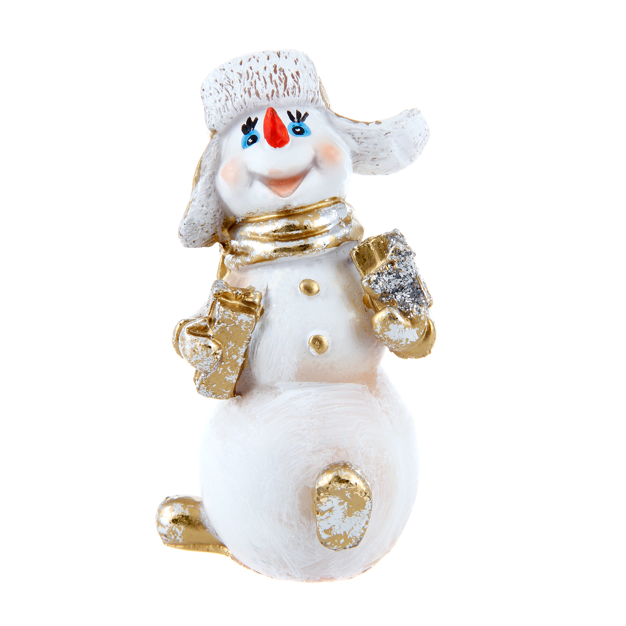 Снеговичек с подарками в руках ТПК Полиформ 12 см фигура тпк полиформ снеговик с зайчиком 39 см