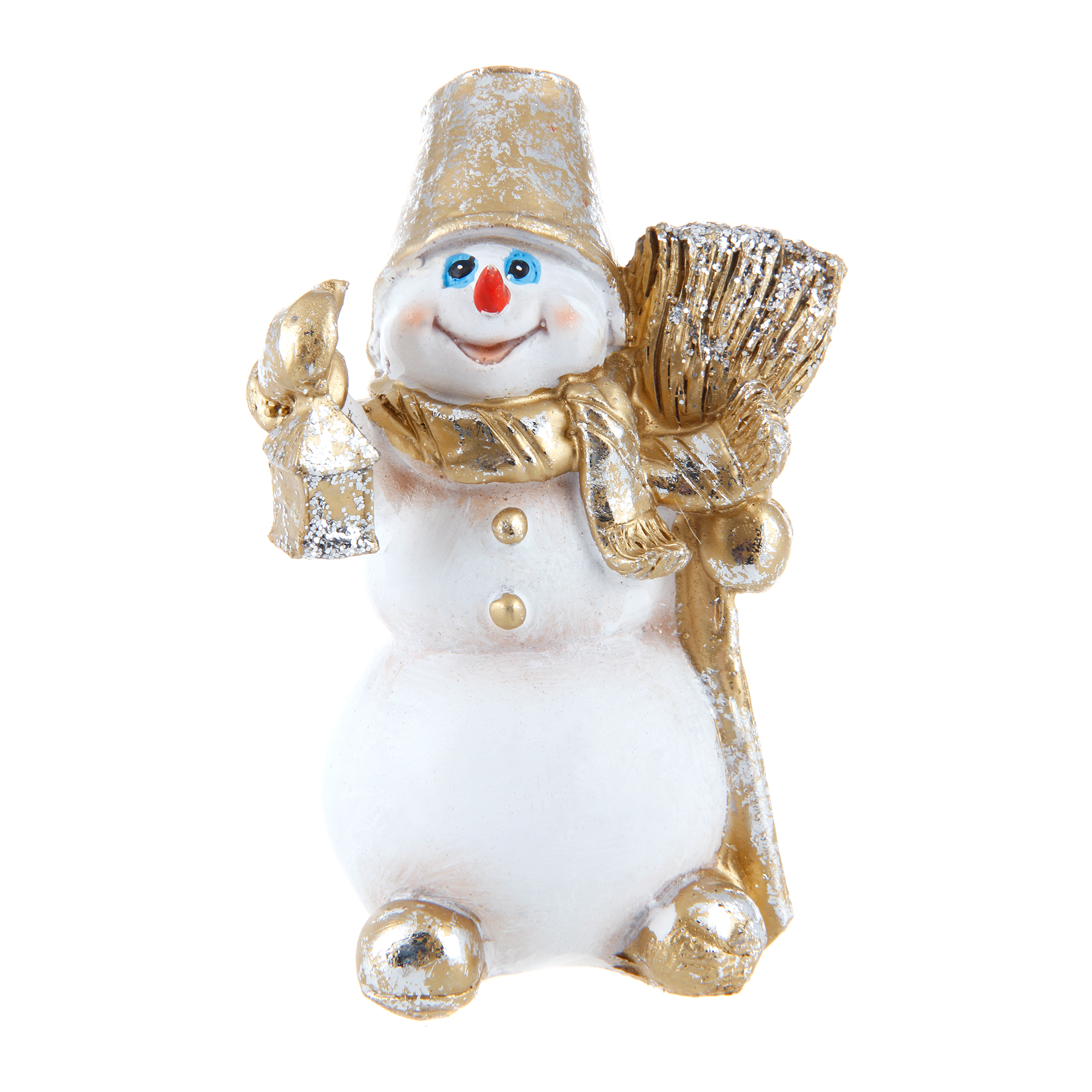 Снеговичок с метлой и фонариком ТПК Полиформ 12 см фигура тпк полиформ снеговик с зайчиком 39 см