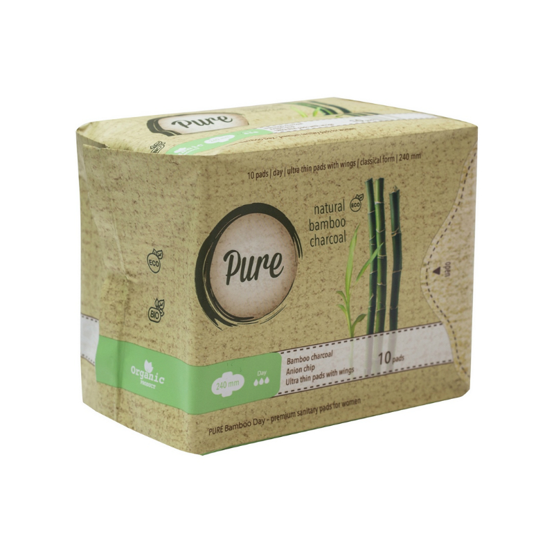 Прокладки Pure бамбуковые с углем 10 шт
