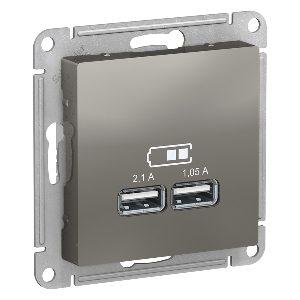 фото Розетка usb schneider electric atlasdesign цвет сталь