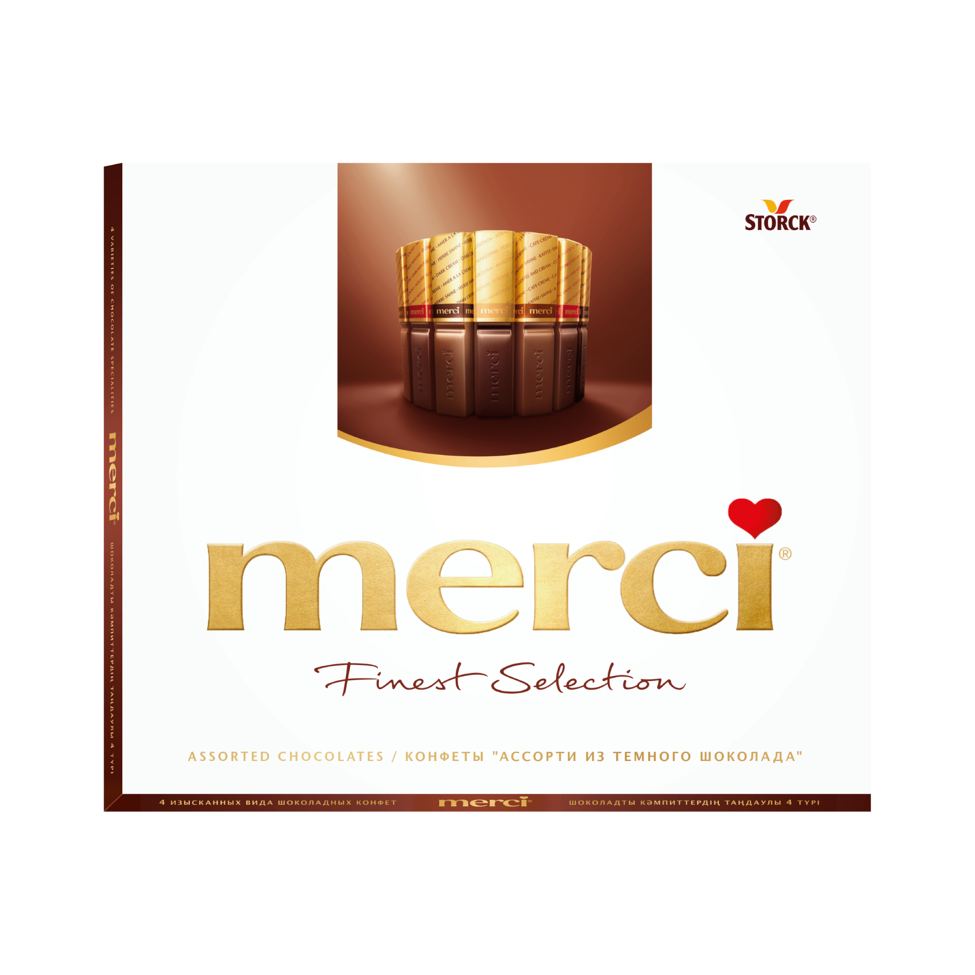 Шоколадный набор Storck Merci Ассорти 4 вида с начинкой из шоколадного мусса 210 г печенье jacobsens tivoli c молочным и темным шоколадом 150 г