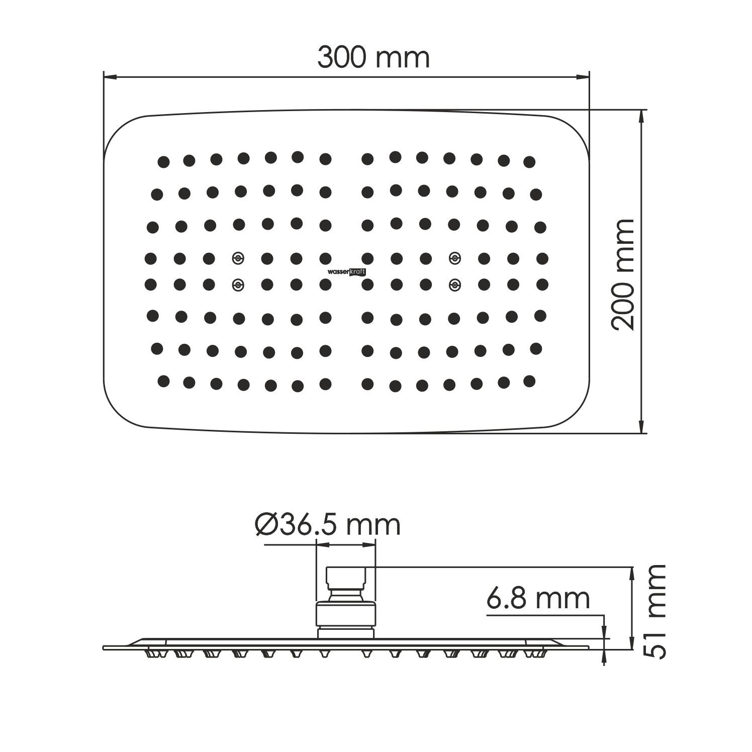 Насадка душевая Wasserkraft серебряная 30х20х5,1 см Вид№2