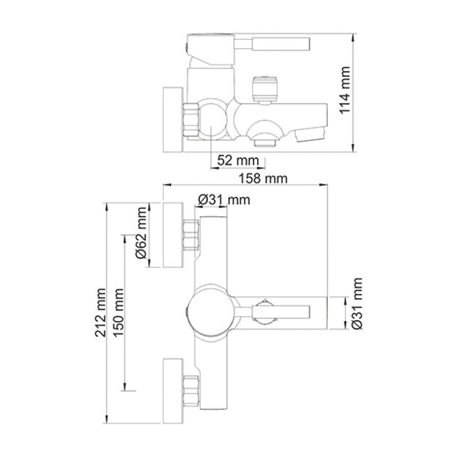 Смеситель Wasserkraft для ванны Main 4101, цвет серебряный, размер 1/2