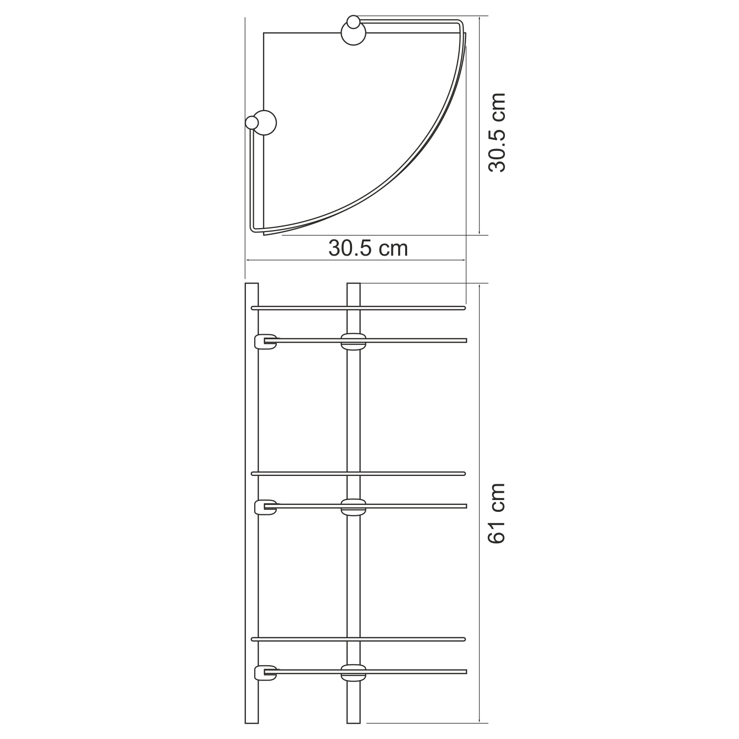Полка стеклянная угловая тройная Wasserkraft 31х61х31 см, цвет матовый хром - фото 3