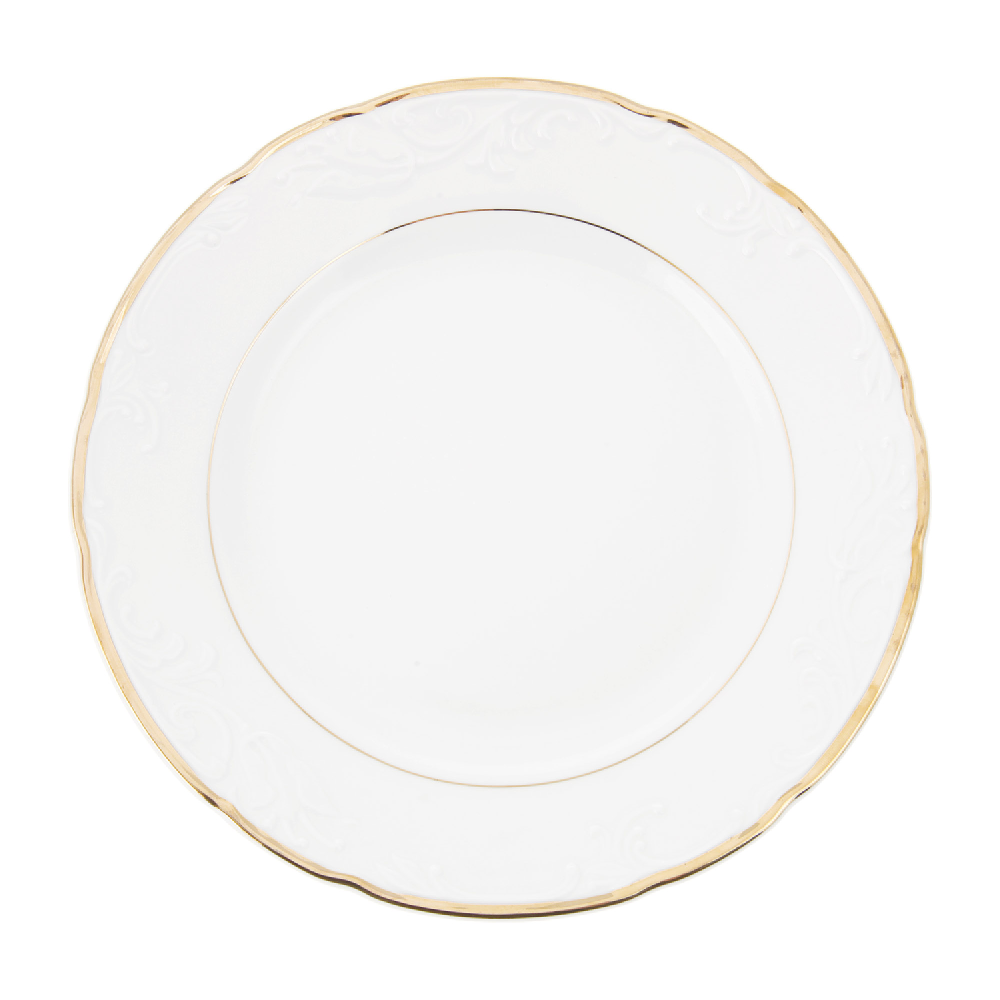 Набор тарелок мелких 27 см 6шт Thun1794 белоснежный тюльпан, золотые держатели - фото 3