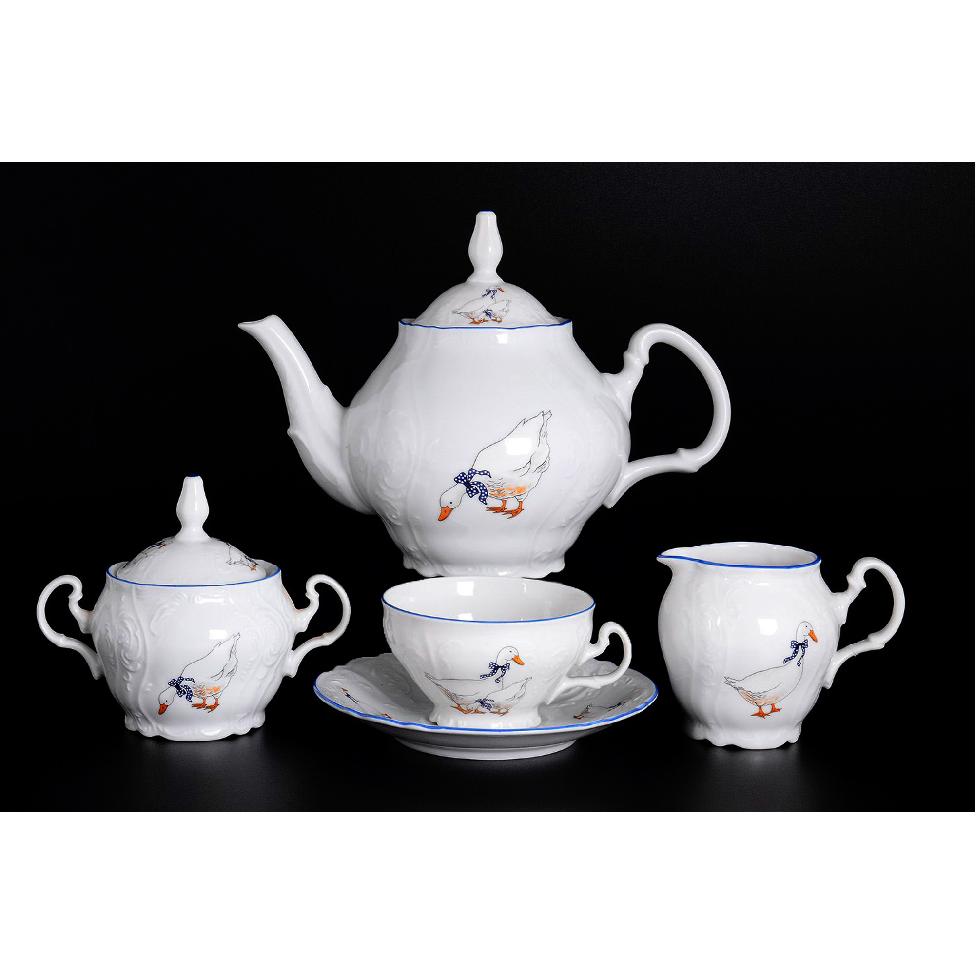 Сервиз чайный 6/9: декор гуси Bernadotte чайный сервиз 6 9 bernadotte декор синие вензеля 15 предметов