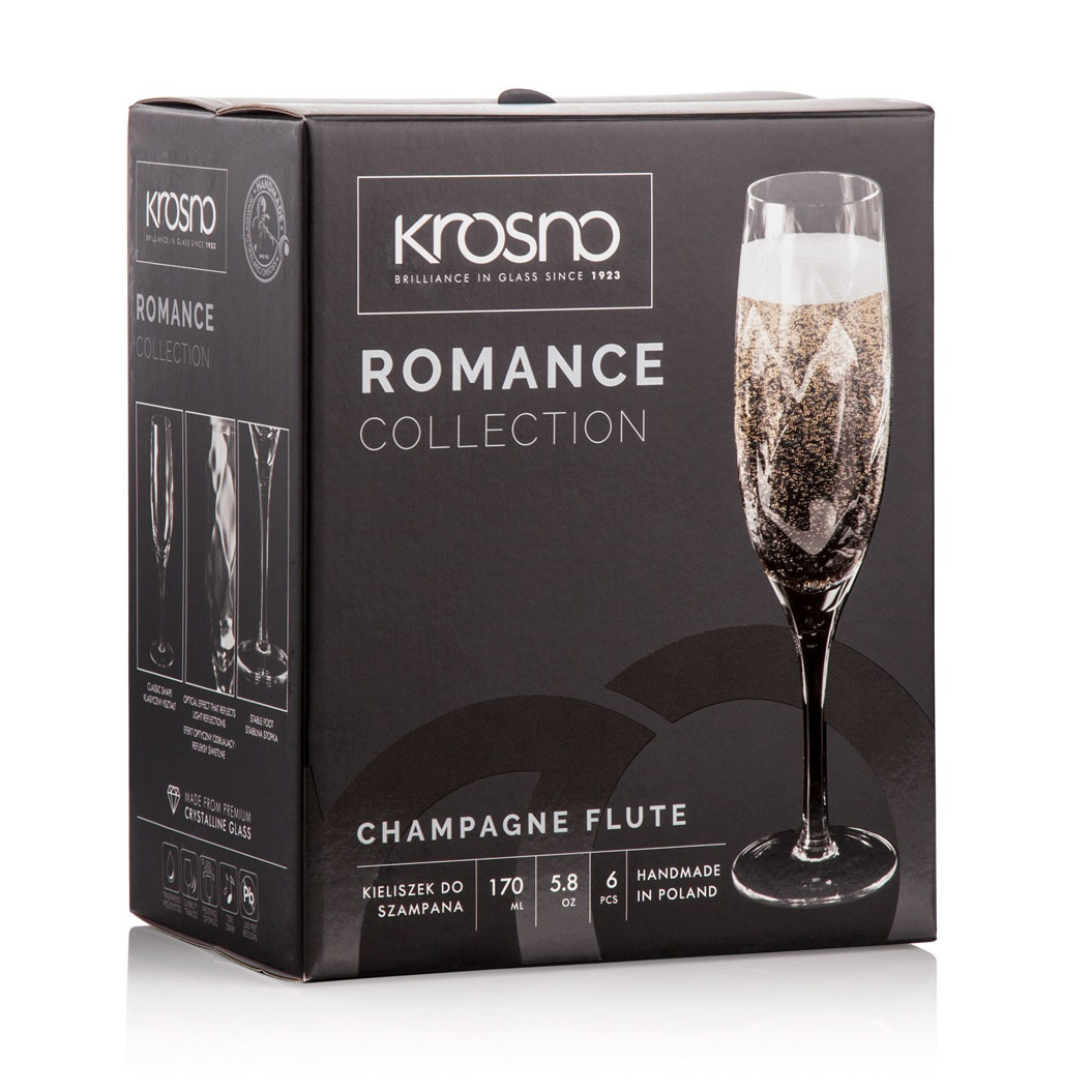 Набор фужеров Krosno Романтика для шампанского 0,17 л, цвет прозрачный - фото 4