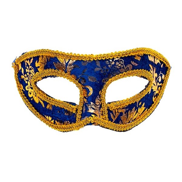 Полумаска Кубера с растительным принтом синий-золотой, цвет золотистый - фото 1