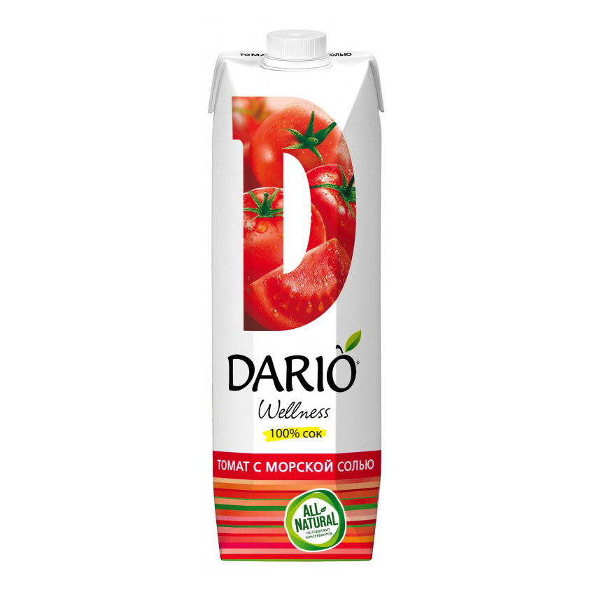Сок Dario Wellness томатный с солью 1 л сок rich томатный с солью 100% 1 л
