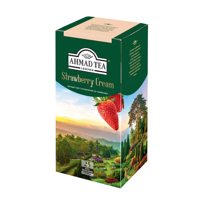 Чай Ahmad Tea Strawberry Cream черный 25 пакетиков чай века краснодарский листовой 90 пакетиков