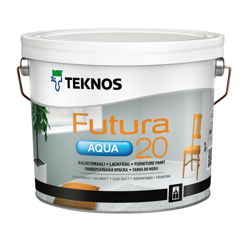 

Краска полуматовая бесцветная Teknos Futura Aqua 20 РМ3 3/2,7 л, Бесцветный