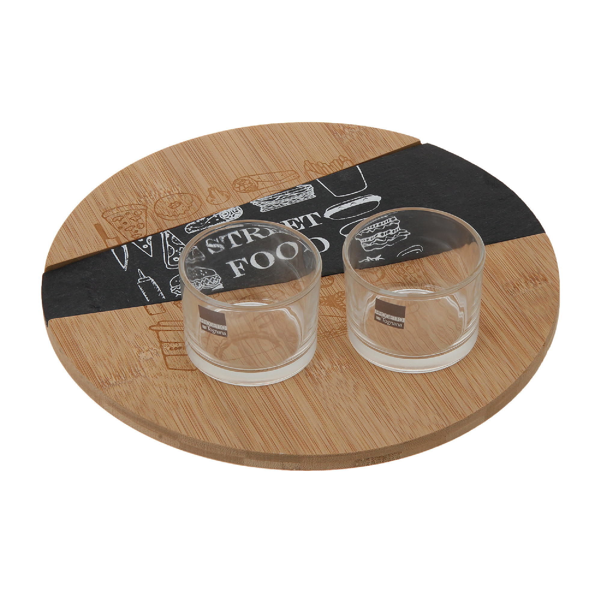 Набор: доска круглая 26см+2 емкости стекло Tognana доска разделочная kesper стекло 40х30 см