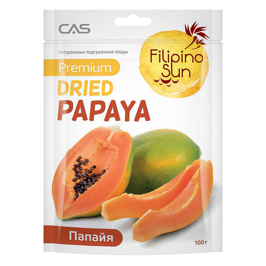 Плоды папайи Filipino Sun сушеные 100 г манго жёлтое и зелёное сушёное filipino sun 100 г