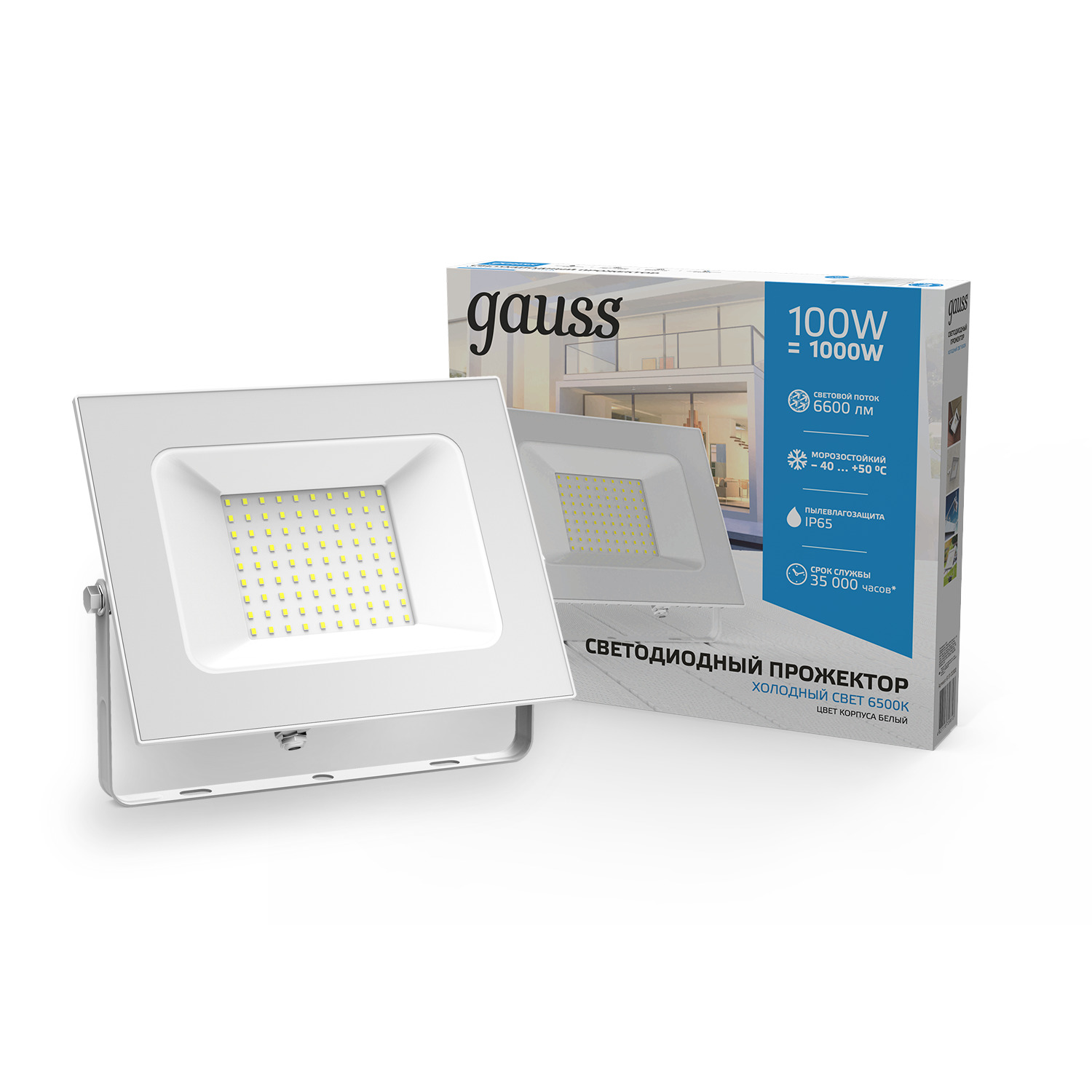 фото Прожектор светодиодный gauss led 100w 7000lm ip65 6500к белый 1/12