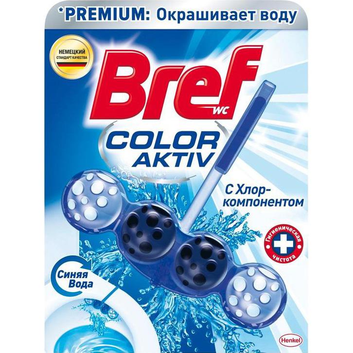Туалетный блок Bref Color Aktiv С хлор-компонентом 50 г чистящее средство для унитаза bref color aktiv цветочная свежесть 50 г