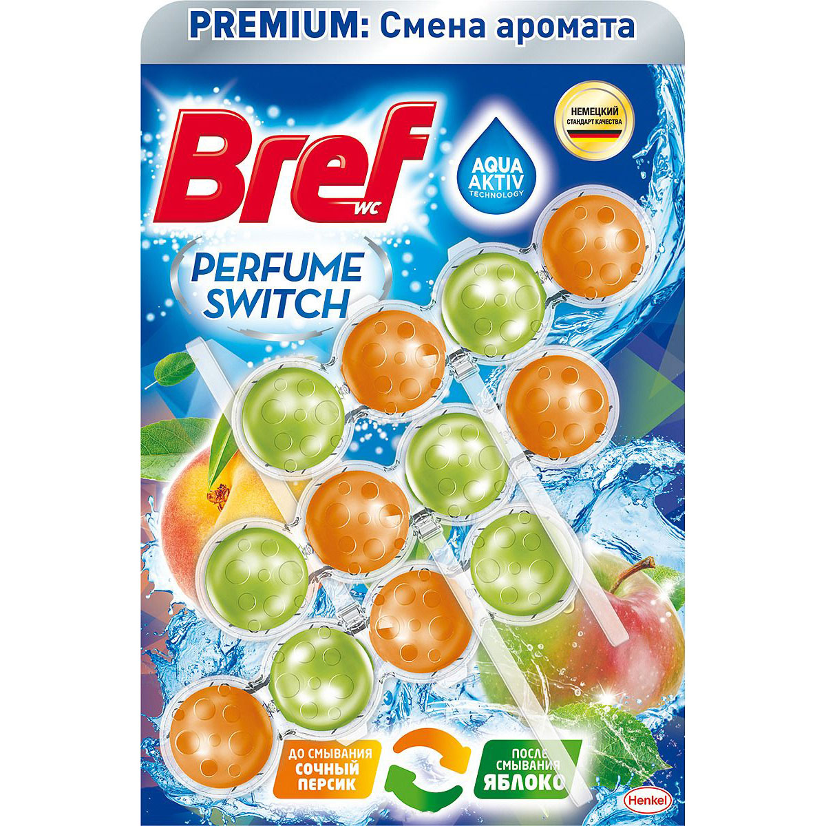 Туалетный блок Bref Perfume Switch Цветущая яблоня - Лотос 3х50 г