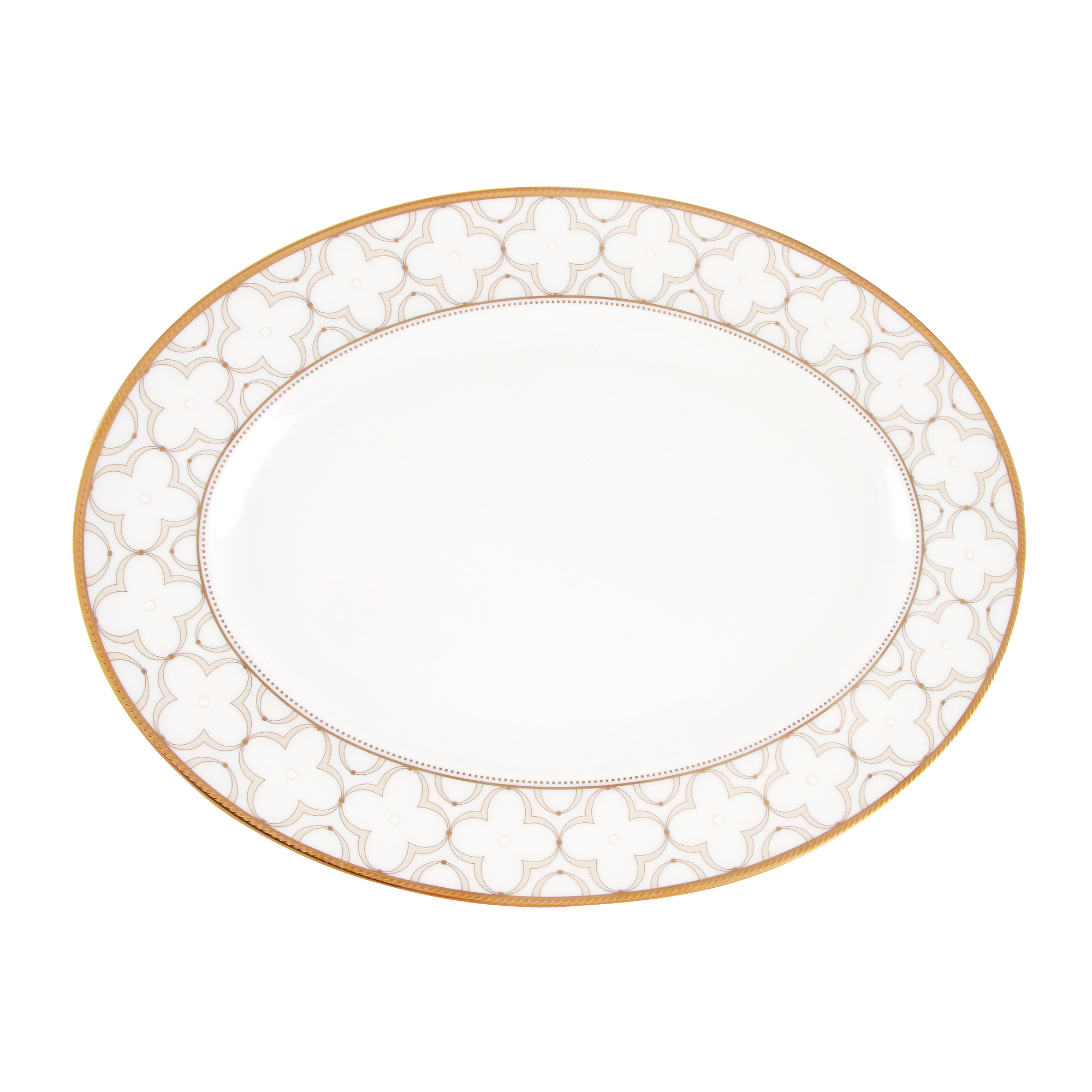 

Блюдо овальное Noritake Трефолио 32 см, Белый;золотой
