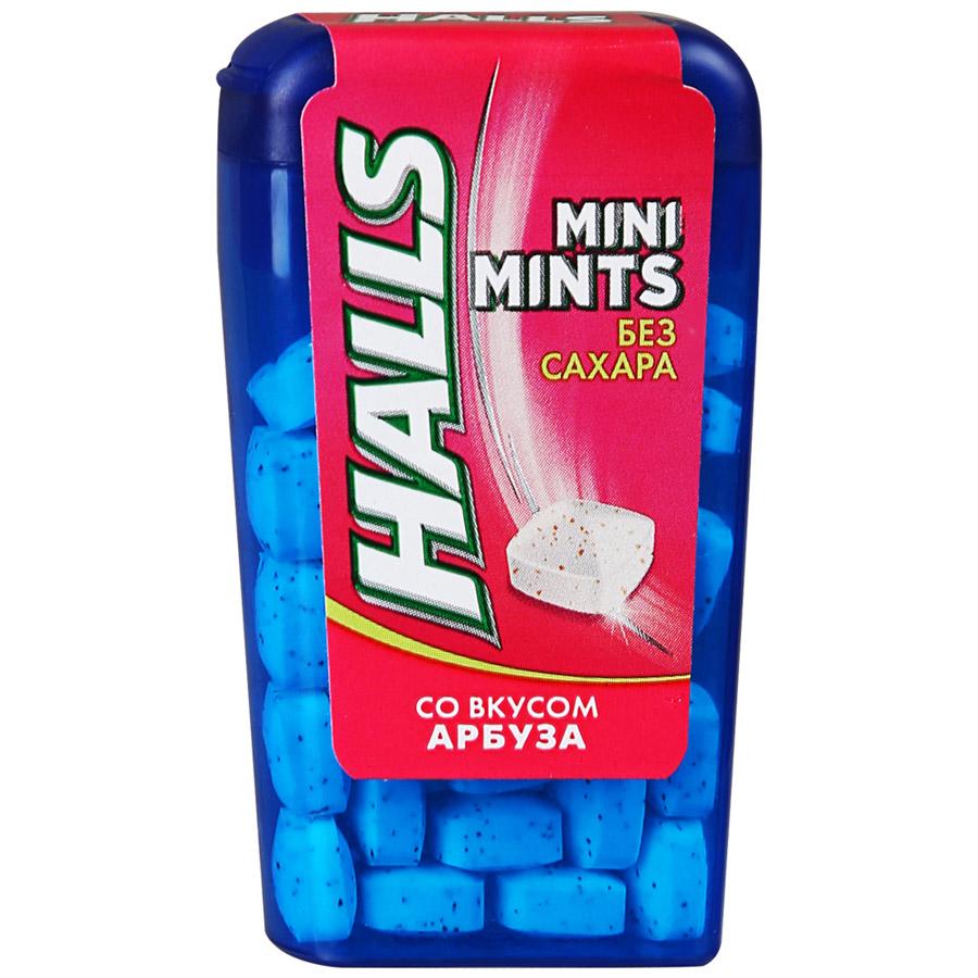 Конфеты Halls Mini Mints со вкусом арбуза, без сахара, 12,5г конфеты lindt lindor серебряный корнет ассорти 200 гр