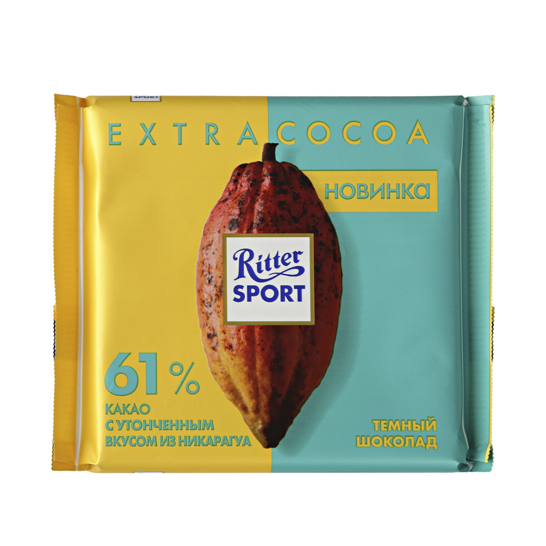шоколад ritter sport темный с цельным лесным орехом 100 гр Шоколад Ritter Sport Темный с утонченным вкусом из никарагуа 61%