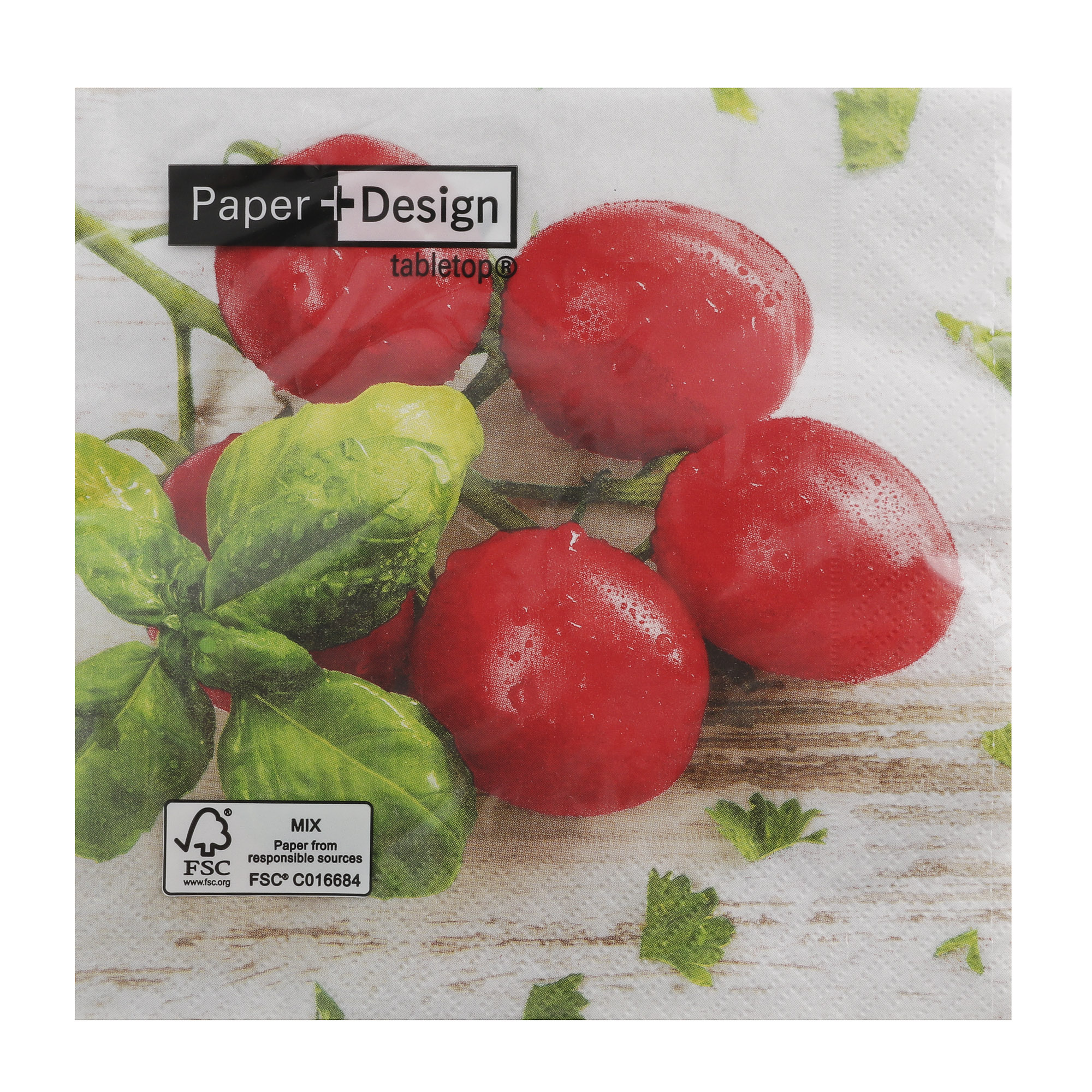 Салфетки Paper+design 3-х слойные томаты ультрамягкие 2 слойные салфетки tork xpressnap 213 х 165 мм 200 шт белые 15850 127899