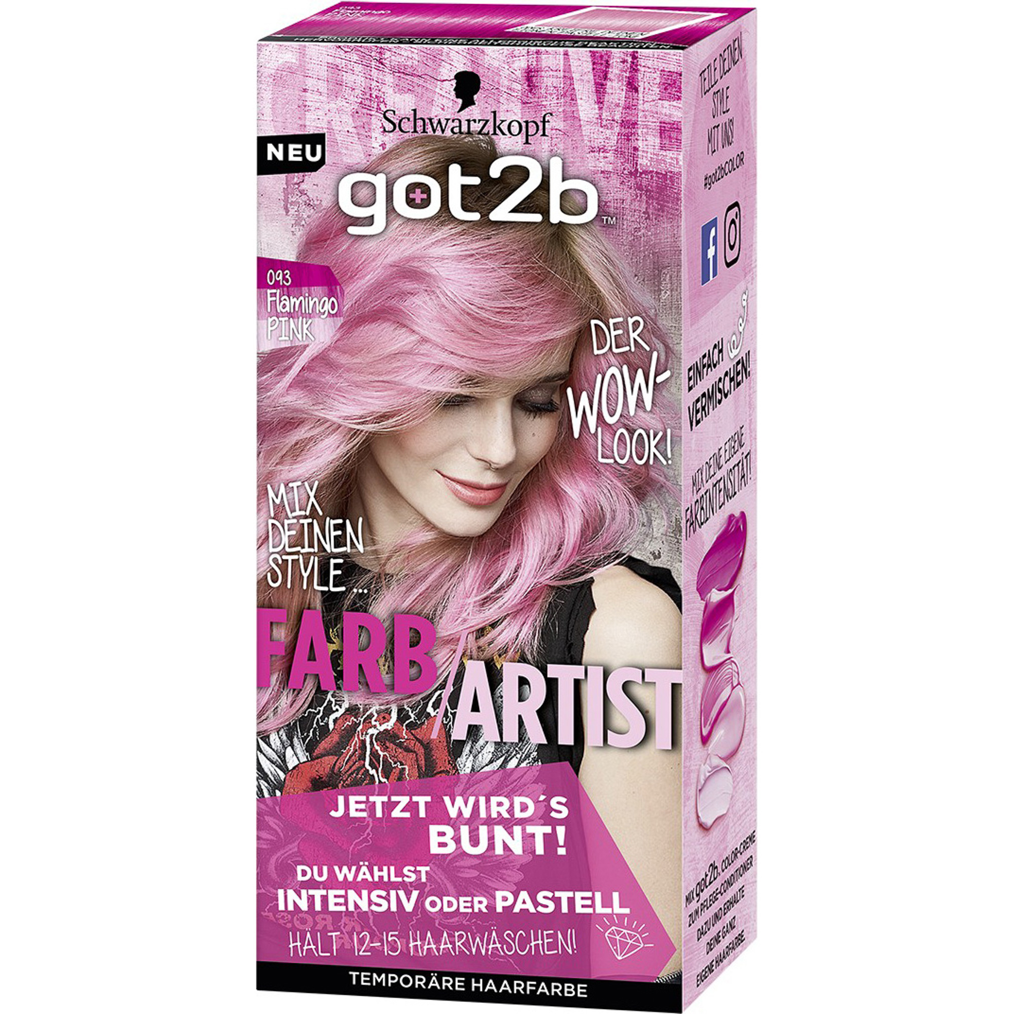 Тонирующая краска для волос Got2b Farb Artist 093 Flamingo Pink 80 мл жидкие перламутровые тени для век glitter bomb оттенок pink lover 4 5 мл