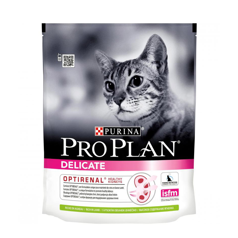 Сухой корм Purina Pro Plan Delicate для кошек с чувствительным пищеварением, ягненок 400 г royal canin hepatic hf 26 сухой лечебный корм для кошек при заболеваниях печени 500 гр