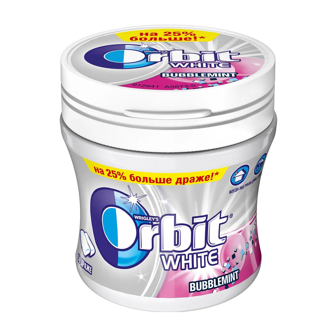 Жевательная резинка Orbit White Bubblemint, без сахара, 68 г