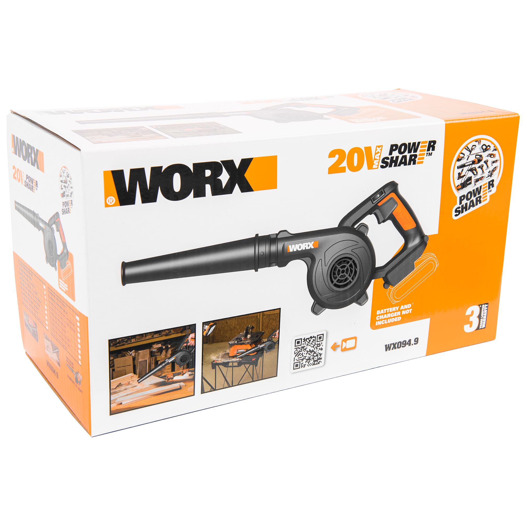 фото Воздуходувка аккумуляторная worx 20v wx094.9, без акб и зу