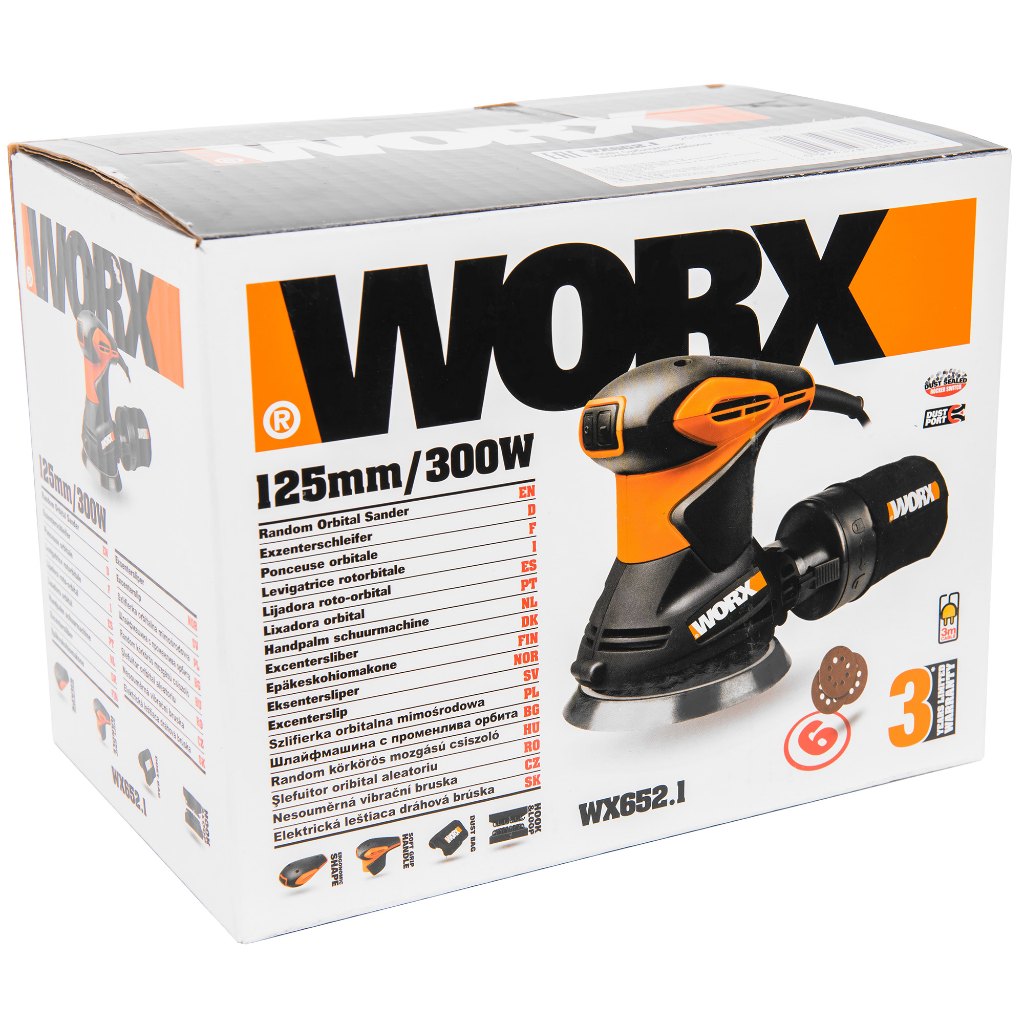 Эксцентриковая шлифовальная машина WORX WX652.1, цвет оранжевый - фото 6