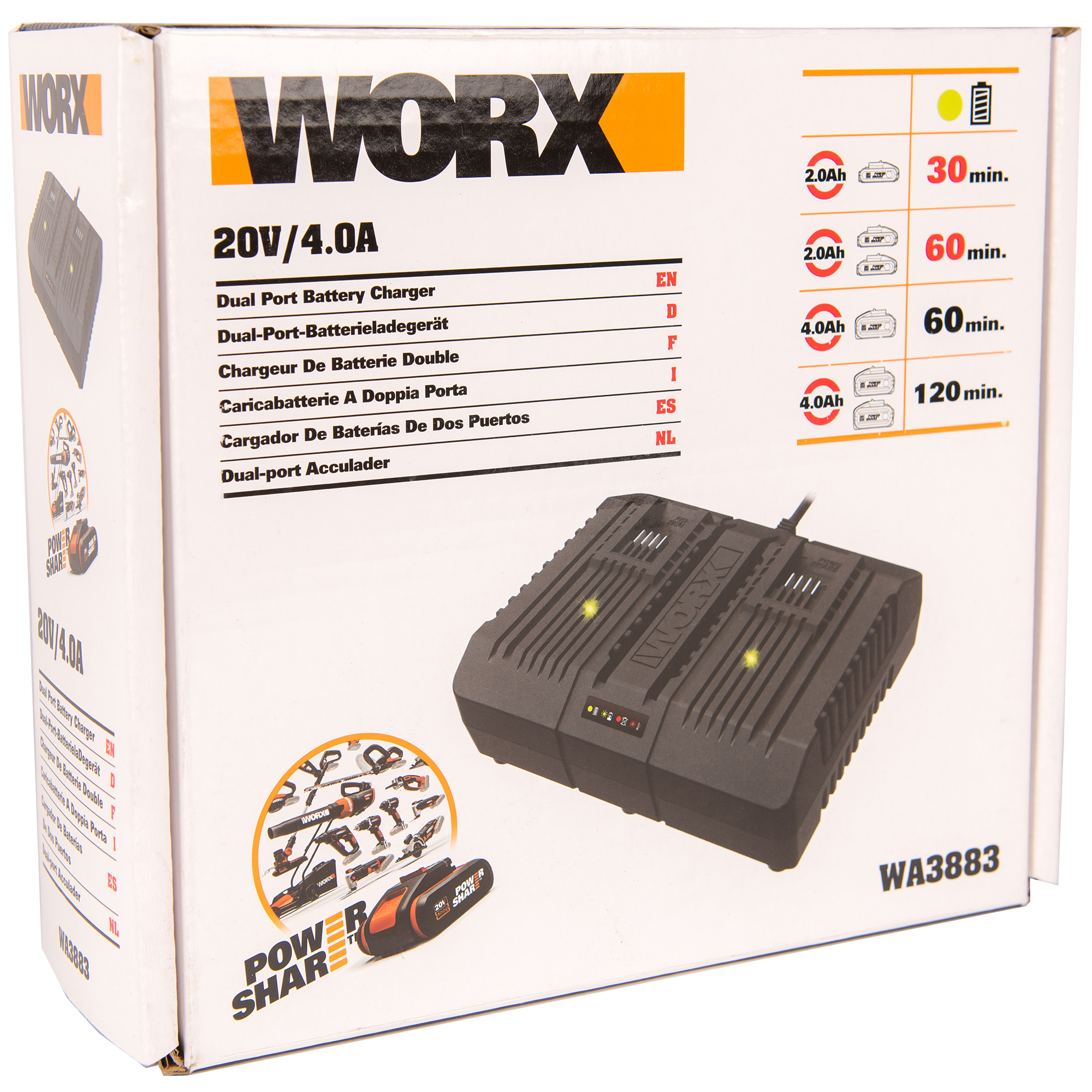 фото Устройство зарядное двойное worx 20в 2*2a